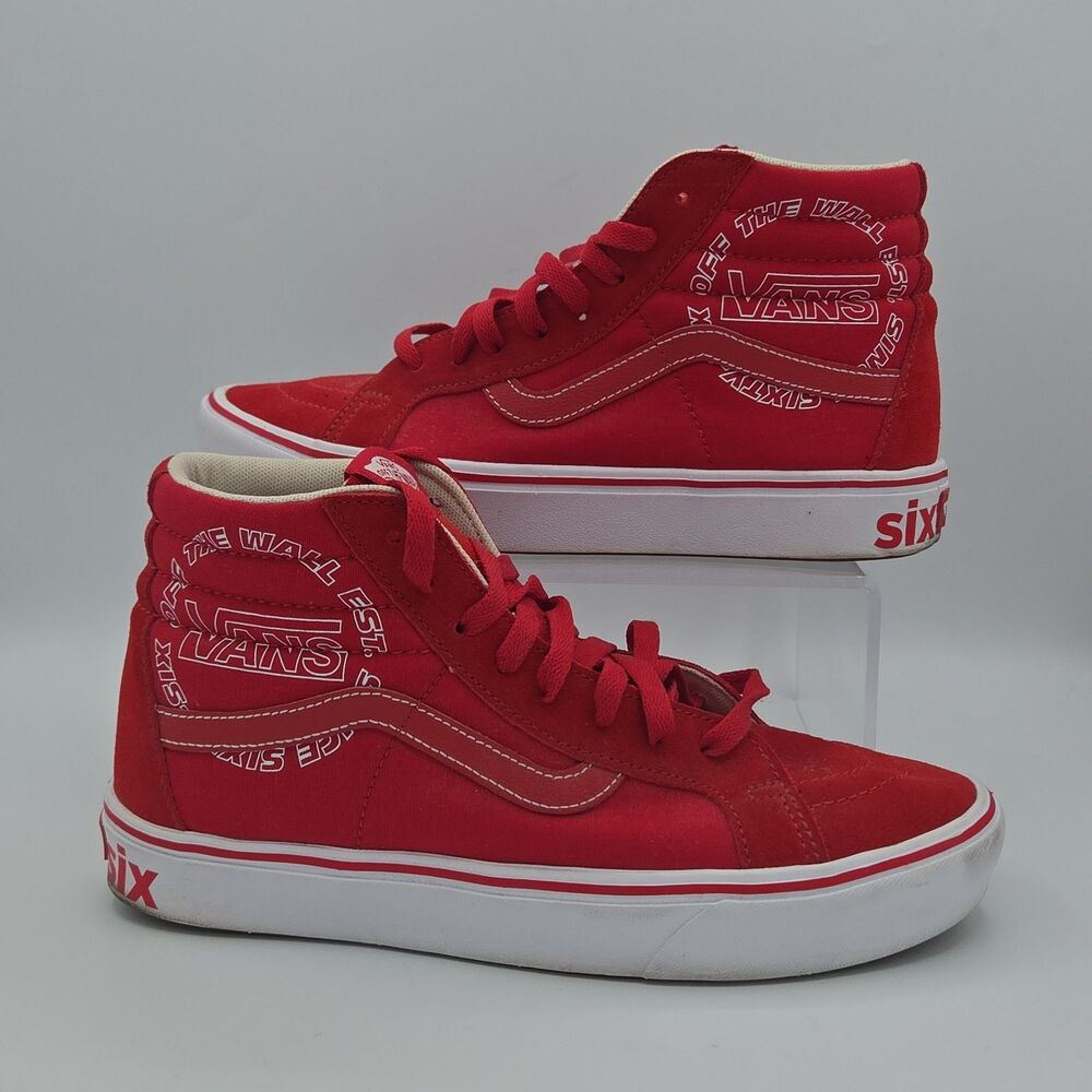 Vans Sk8-Hi Est 1966 Red White Off The Wall High Top Mens 9.5 Womens 11 Sneakers